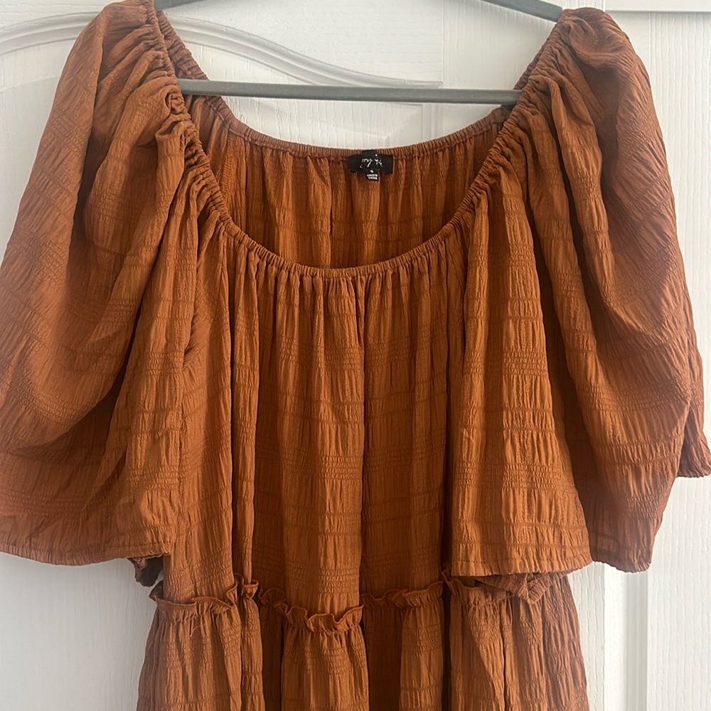 Emory Park brown midi tiered dress - size small